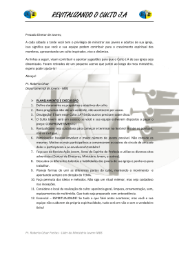 REVITALIZANDO O CULTO J.A - UNI&Atilde;O NORDESTE BRASILEIRA