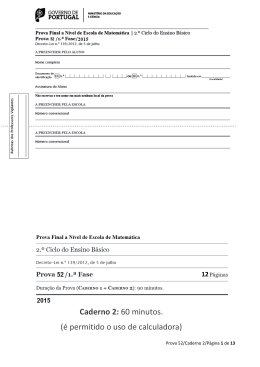 Caderno 2: 60 minutos. (&eacute; permitido o uso de calculadora)