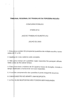Prova - TRT da 3&ordf; Regi&atilde;o
