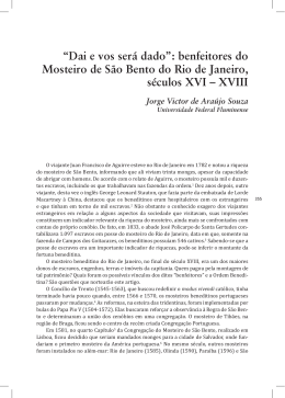 &ldquo;Dai e vos ser&aacute; dado&rdquo;: benfeitores do Mosteiro de S&atilde;o Bento do Rio