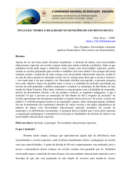 INCLUS&Atilde;O: TEORIA E REALIDADE NO MUNIC&Iacute;PIO DE S&Atilde;O