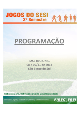 PROGRAMA&Ccedil;&Atilde;O -Regional - S&atilde;o Bento do Sul 2014