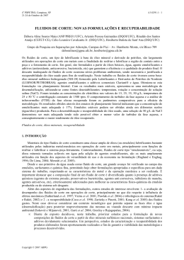 fluidos de corte: novas formula&ccedil;&otilde;es e recuperabilidade