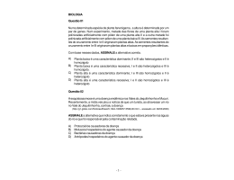 - 1 - BIOLOGIA Quest&atilde;o 01 Numa determinada esp&eacute;cie de