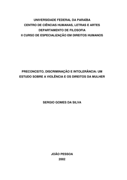 Preconceito, Discrimina&ccedil;&atilde;o e Intoler&acirc;ncia