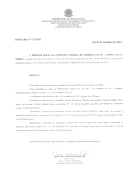 Portaria de suspensão das aulas. - Campus Santa Teresa