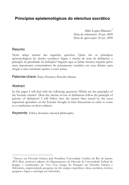 Princ&iacute;pios epistemol&oacute;gicos do elenchus socr&aacute;tico