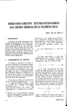 dimensionamento técnico-econômico das redes hidráulicas