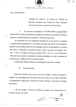 Ac&oacute;rd&atilde;o do Tribunal de Recurso no Processo n.&deg; 34-CO