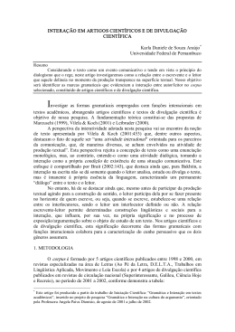 Intera&ccedil;&atilde;o em artigos cient&iacute;ficos e de divulga&ccedil;&atilde;o cient&iacute;fica