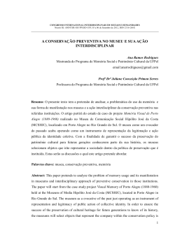 a conserva&ccedil;&atilde;o preventiva no museu e sua a&ccedil;&atilde;o