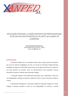 educa&ccedil;&atilde;o integral: a a&ccedil;&atilde;o docente do professor que