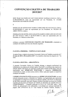 sind fast - conven&ccedil;&atilde;o coletiva de trabalho 2015/2017 - SinHoRes