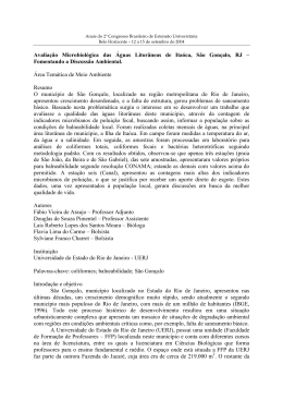 Avalia&ccedil;&atilde;o Microbiol&oacute;gica das &Aacute;guas Litor&acirc;neas de Ita&oacute;ca, S&atilde;o
