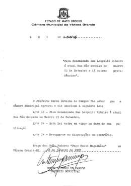 eÍ atual Rua São Gonçalo no Bairro - Prefeitura Municipal de Várzea