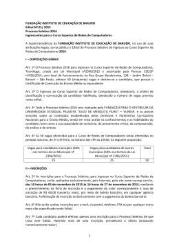 1 FUNDA&Ccedil;&Atilde;O INSTITUTO DE EDUCA&Ccedil;&Atilde;O DE BARUERI Edital N&ordm; 01