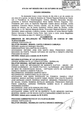 Certifico que a presente ata foi - Tribunal Regional Eleitoral do Cear&aacute;