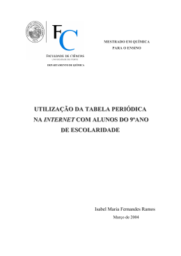 Utiliza&ccedil;&atilde;o da Tabela Peri&oacute;dica na Internet com Alunos do