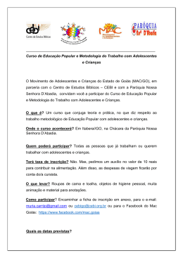 Apresenta&ccedil;&atilde;o do Curso - MAC - Movimento de Adolescentes e