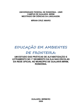 EDUCA&Ccedil;&Atilde;O EM AMBIENTES DE FRONTEIRA: