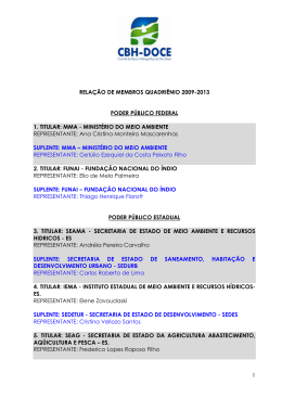 1 RELA&Ccedil;&Atilde;O DE MEMBROS QUADRI&Ecirc;NIO 2009-2013