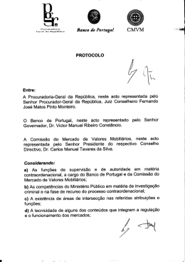 Procolo entre a Procuradoria-Geral da República,o Banco de