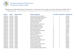 Primeira Convoca&ccedil;&atilde;o da Lista de Espera SiSU 2015-1