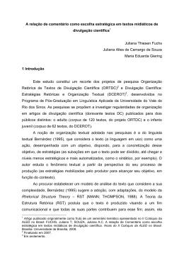 A rela&ccedil;&atilde;o de coment&aacute;rio como escolha estrat&eacute;gica em