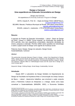 Design e Carnaval. Uma experi&ecirc;ncia em Extens&atilde;o Universit&aacute;ria em
