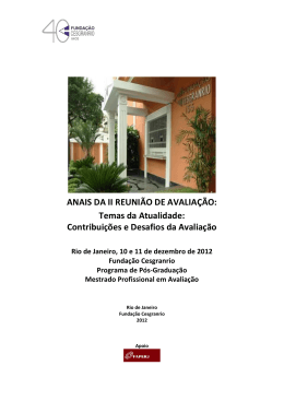 ANAIS DA II REUNI&Atilde;O DE AVALIA&Ccedil;&Atilde;O: Temas da Atualidade