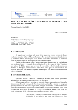 EST&Eacute;TICA DA RECEP&Ccedil;&Atilde;O E SOCIOLOGIA DA LEITURA &ndash; UMA