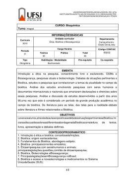 &Eacute;tica, Bio&eacute;tica e Biosseguran&ccedil;a