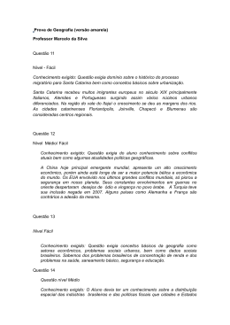 Prova de Geografia (vers&atilde;o amarela) Professor Marcelo da Silva