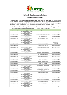 Resultado da lista de espera SISU 2014 - RETIFICA&Ccedil;&Atilde;O