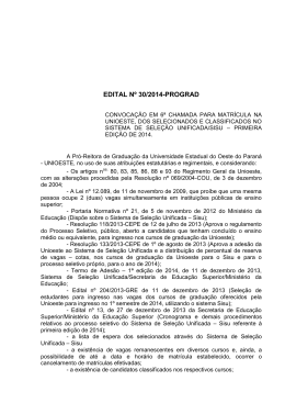 Anexo II ao Edital nº 30/2014-PROGRAD Convocação de
