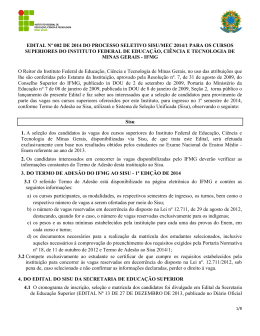 EDITAL N&ordm; 002 DE 2014 DO PROCESSO SELETIVO SISU