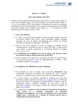EDITAL N.º 01/2014 LISTA DE ESPERA SiSU - Intranet