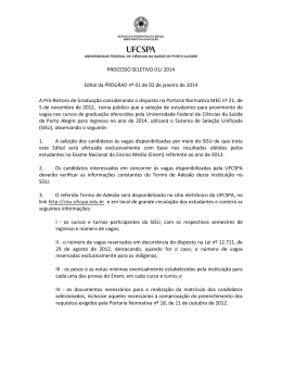 PROCESSO SELETIVO 01/ 2014 Edital da - sisu