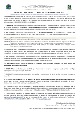 EDITAL DE CONVOCA&Ccedil;&Atilde;O CCS N&ordm; 05, DE 14 DE FEVEREIRO DE