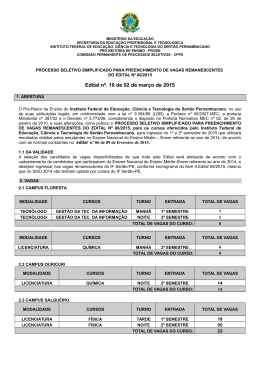 Edital n&ordm;. 10 de 02 de mar&ccedil;o de 2015 - IF Sert&atilde;o-PE