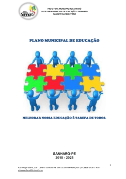 plano municipal de educa&ccedil;&atilde;o - C&acirc;mara de Vereadores de Sanhar&oacute;