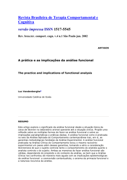 Revista Brasileira de Terapia Comportamental e Cognitiva