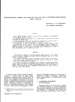 comportamento verbal do aluno em sala de aula e fatores