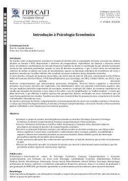 Introdu&ccedil;&atilde;o a Psicologia Econ&ocirc;mica