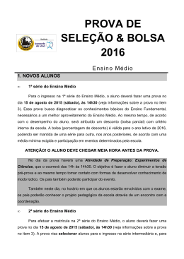 PROVA DE SELE&Ccedil;&Atilde;O & BOLSA 2016