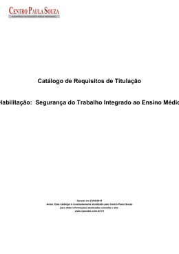 Seguran&ccedil;a do Trabalho Integrado ao Ensino M&eacute;dio