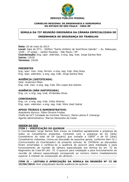 Súmula - SESSÃO ORDINÁRIA nº 73 de 15/04/2014 - Crea-SP