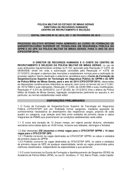 DISPOSI&Ccedil;&Otilde;ES PRELIMINARES - Pol&iacute;cia Militar de Minas Gerais