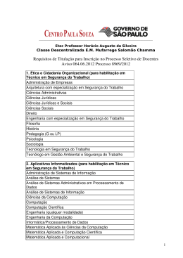 Veja aqui a titulação necessária - Etec Prof. Horácio Augusto da