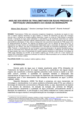 an&aacute;lise dos n&iacute;veis de trialometanos em &aacute;guas prediais
